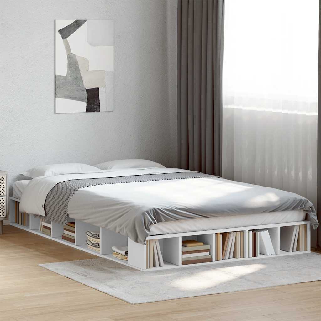 Bedframe bewerkt hout wit 135x190 cm is nu te koop bij PeponiXL, paradijselijk wonen!