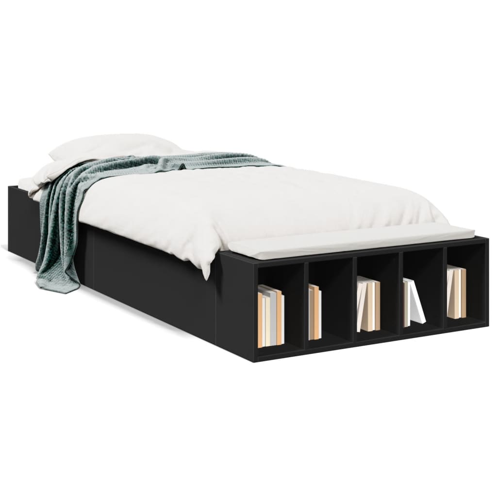 Bedframe bewerkt hout zwart 100x200 cm is nu te koop bij PeponiXL, paradijselijk wonen!
