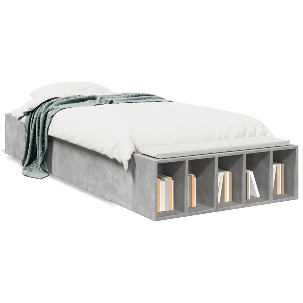 Bedframe bewerkt hout betongrijs 75x190 cm is nu te koop bij PeponiXL, paradijselijk wonen!