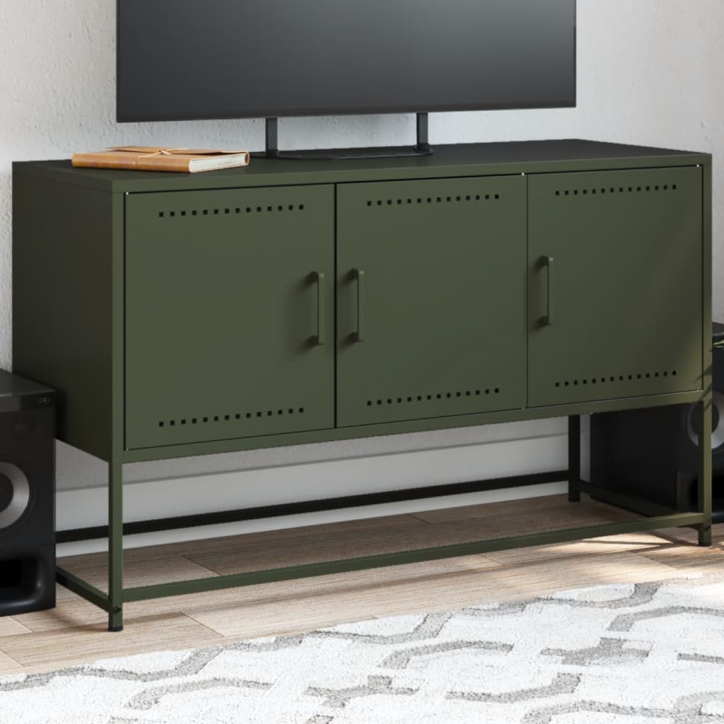 Tv-meubel 100,5x39x60,5 cm staal olijfgroen is nu te koop bij PeponiXL, paradijselijk wonen!