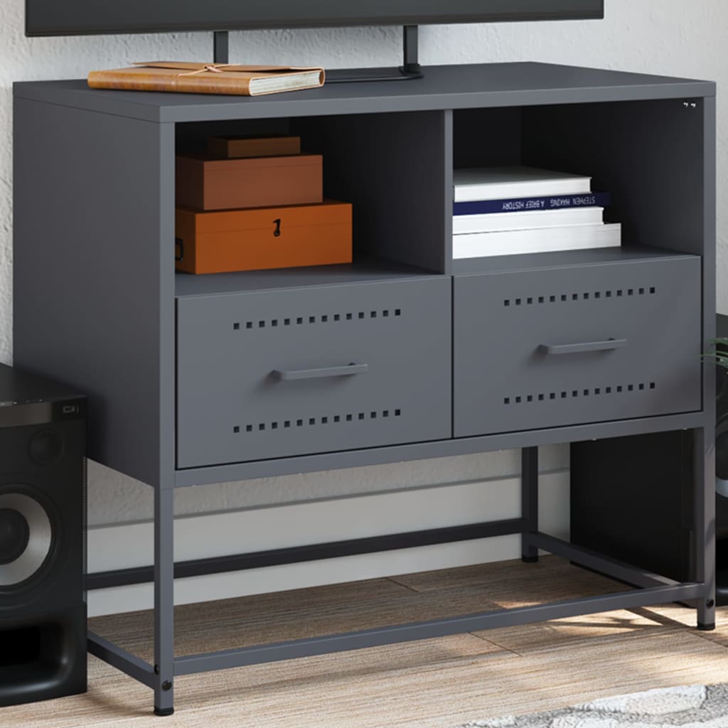 Tv-meubel 68x39x60,5 cm staal antracietkleurig is nu te koop bij PeponiXL, paradijselijk wonen!
