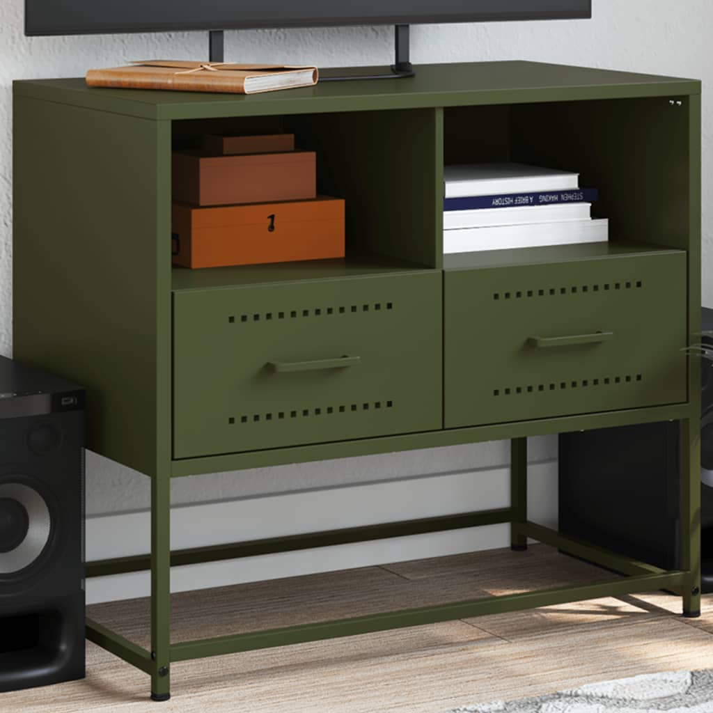 Tv-meubel 68x39x60,5 cm staal olijfgroen is nu te koop bij PeponiXL, paradijselijk wonen!