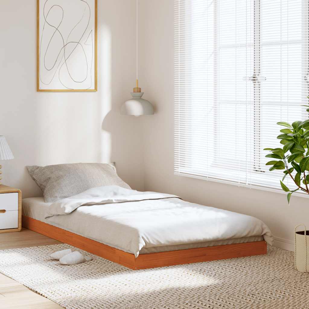 Bedframe massief grenenhout wasbruin 75x190 cm is nu te koop bij PeponiXL, paradijselijk wonen!
