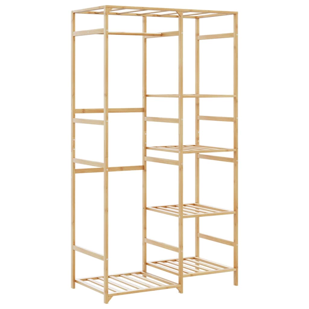 Kledingrek met schappen 100x50x184,5 cm bamboe is nu te koop bij PeponiXL, paradijselijk wonen!