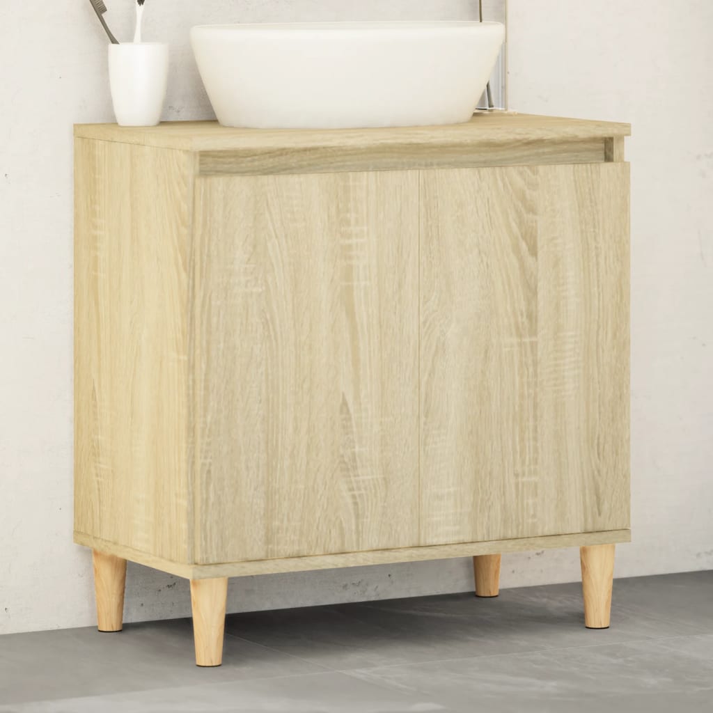 Wastafelkast 58x33x60 cm bewerkt hout sonoma eikenkleurig is nu te koop bij PeponiXL, paradijselijk wonen!