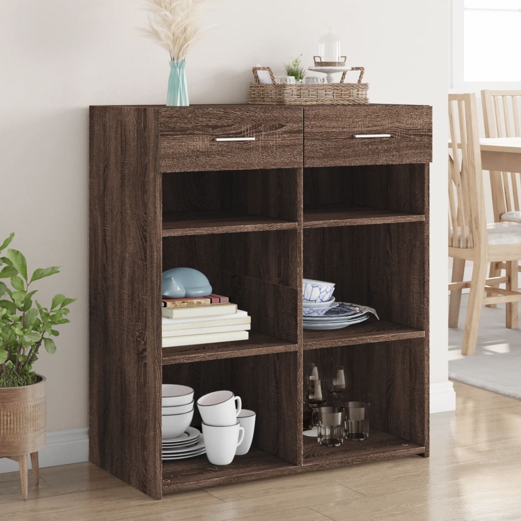 Dressoir 80x42,5x93 cm bewerkt hout bruin eikenkleur is nu te koop bij PeponiXL, paradijselijk wonen!