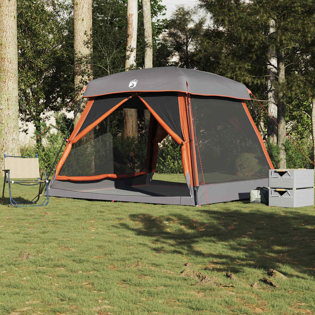 Gezinstent 6-persoons waterdicht grijs en oranje is nu te koop bij PeponiXL, paradijselijk wonen!