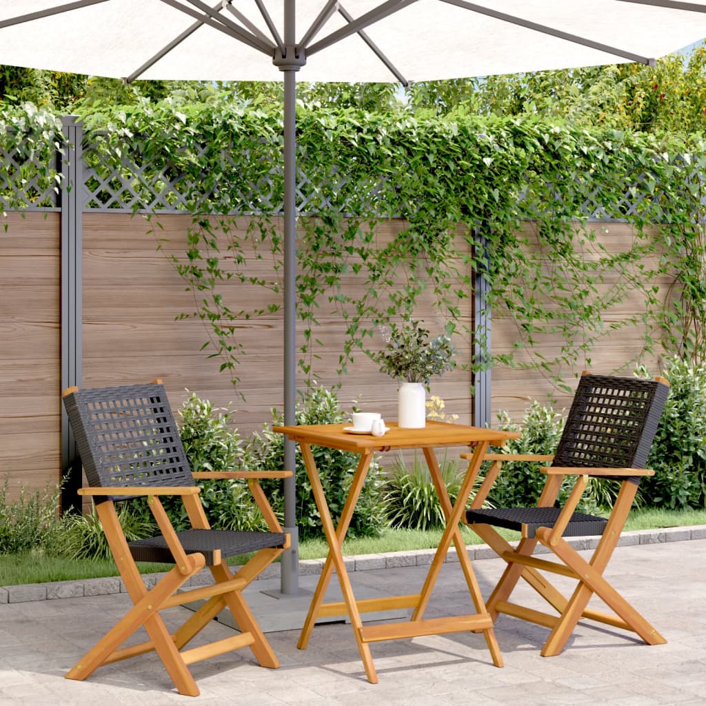 3-delige Bistroset poly rattan en massief hout zwart is nu te koop bij PeponiXL, paradijselijk wonen!