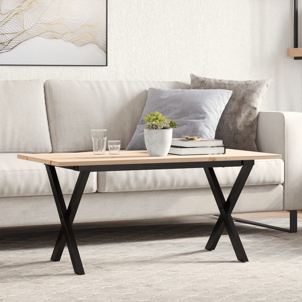 Salontafel X-frame 100x50x45 cm massief grenenhout en staal is nu te koop bij PeponiXL, paradijselijk wonen!
