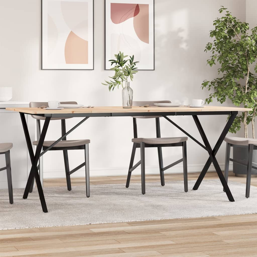Eettafel X-frame 180x90x75 cm massief grenenhout en staal is nu te koop bij PeponiXL, paradijselijk wonen!
