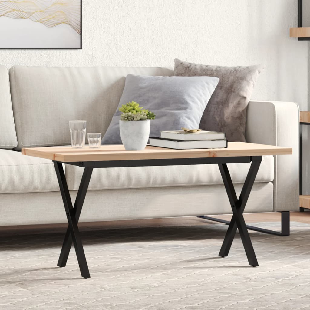 Salontafel X-frame 90x40x45,5 cm grenenhout en staal is nu te koop bij PeponiXL, paradijselijk wonen!