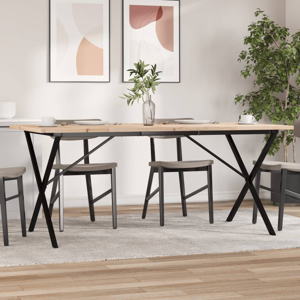 Eettafel X-frame 180x90x75,5 cm massief grenenhout en staal is nu te koop bij PeponiXL, paradijselijk wonen!