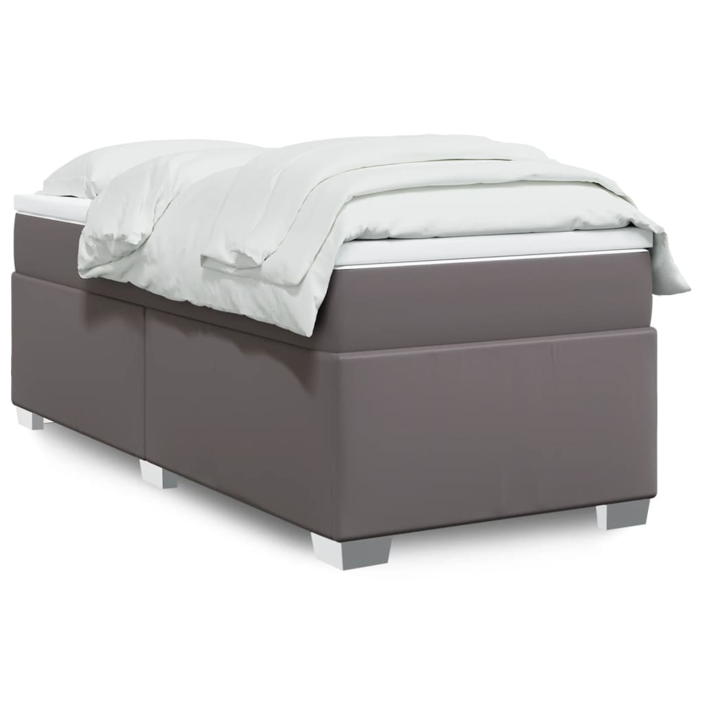 Boxspring met matras kunstleer grijs 80x200 cm is nu te koop bij PeponiXL, paradijselijk wonen!