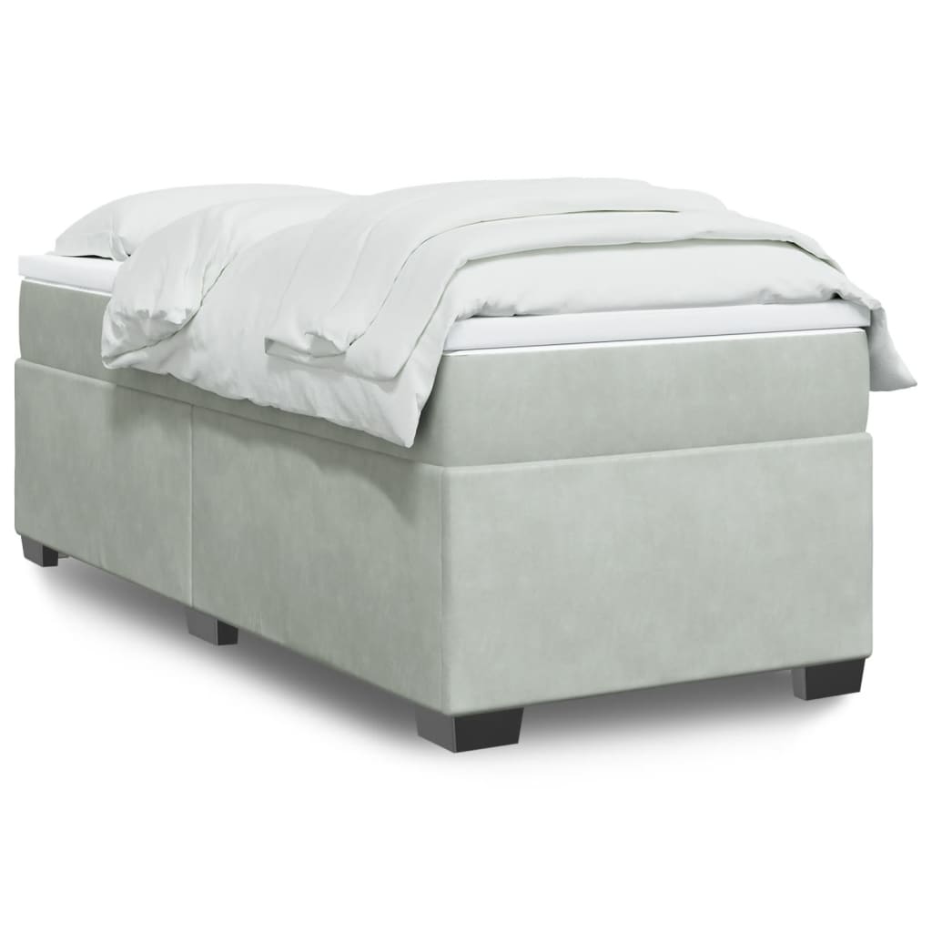 Boxspring met matras fluweel lichtgrijs 80x200 cm is nu te koop bij PeponiXL, paradijselijk wonen!