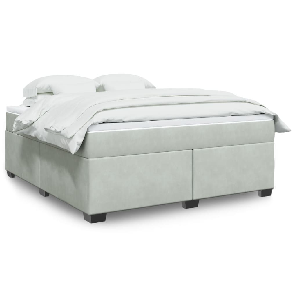 Boxspring met matras fluweel lichtgrijs 180x200 cm is nu te koop bij PeponiXL, paradijselijk wonen!