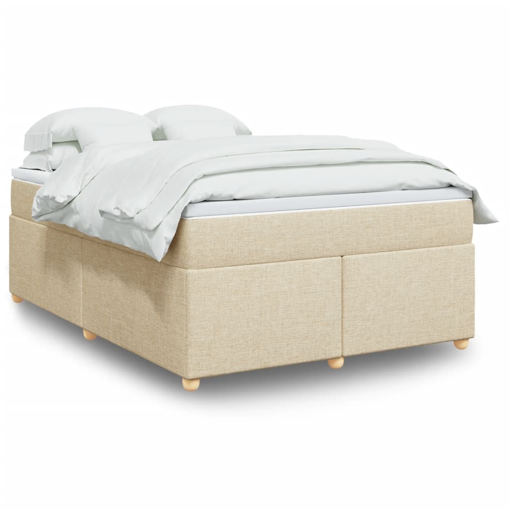 Boxspring met matras stof crèmekleurig 140x190 cm is nu te koop bij PeponiXL, paradijselijk wonen!