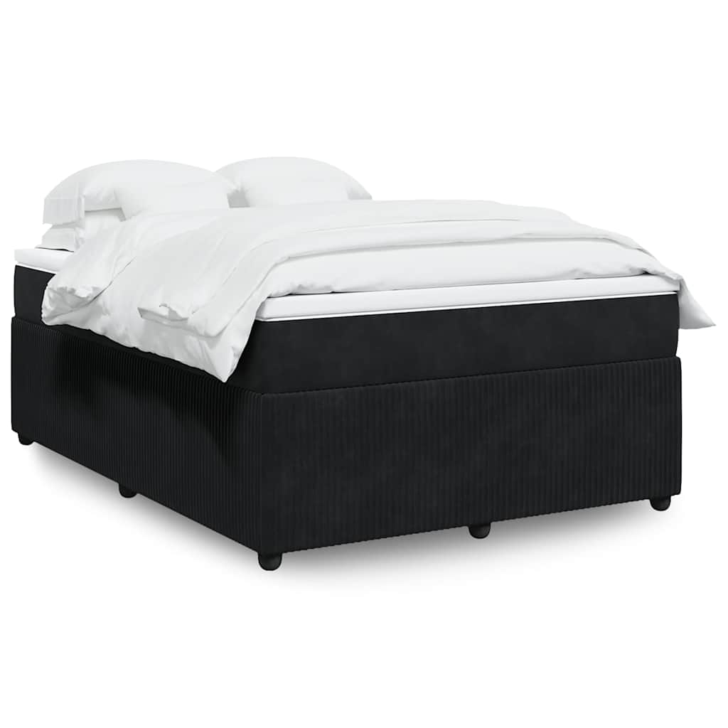 Boxspring met matras fluweel zwart 140x190 cm is nu te koop bij PeponiXL, paradijselijk wonen!