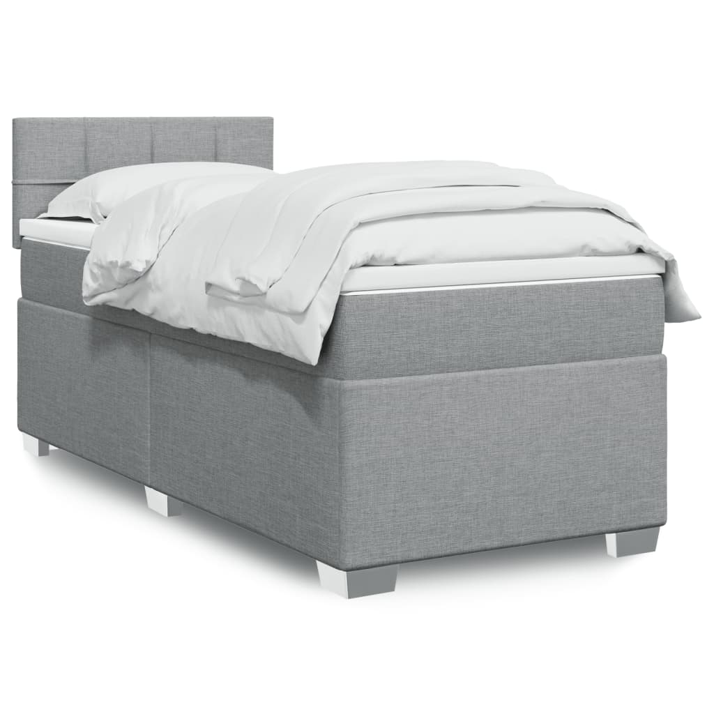 Boxspring met matras stof lichtgrijs 100x200 cm is nu te koop bij PeponiXL, paradijselijk wonen!