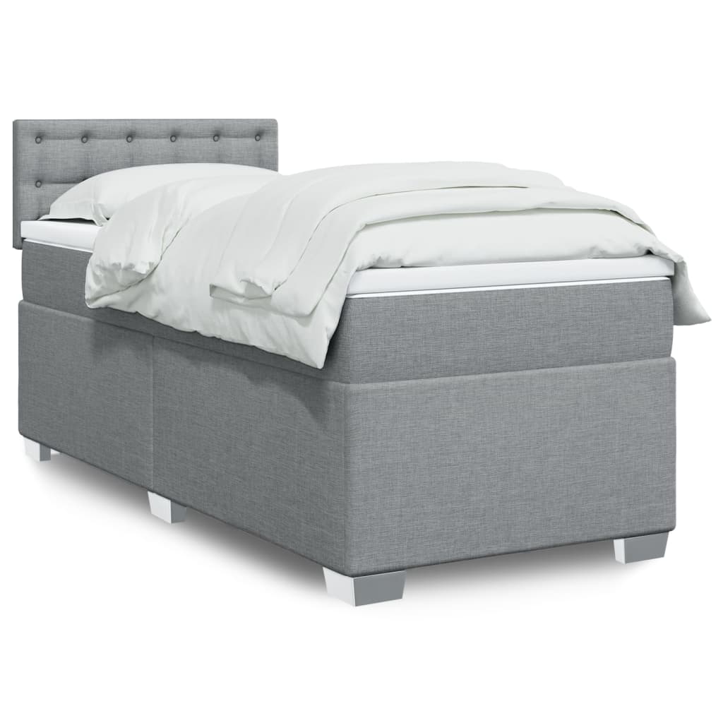 Boxspring met matras stof lichtgrijs 100x200 cm is nu te koop bij PeponiXL, paradijselijk wonen!