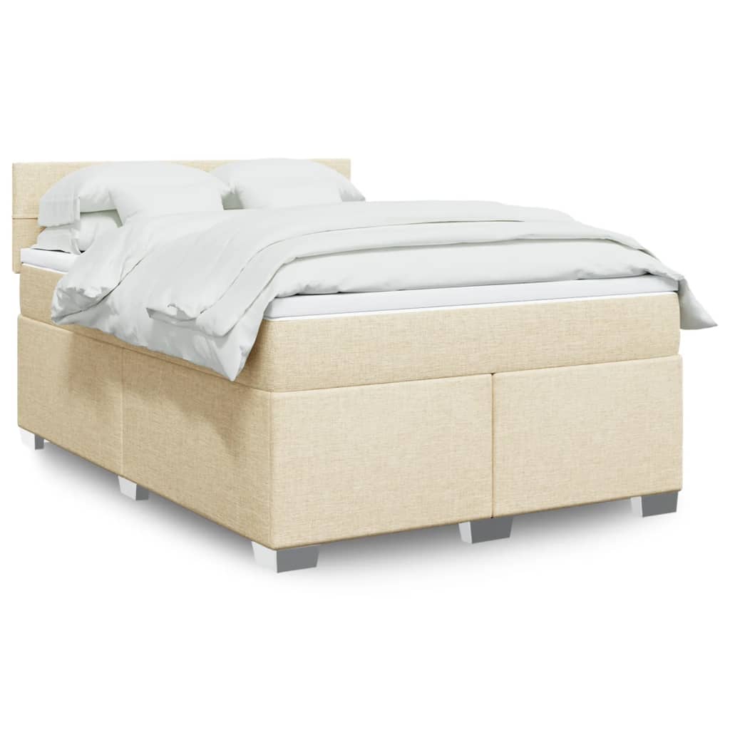 Boxspring met matras stof crèmekleurig 140x200 cm is nu te koop bij PeponiXL, paradijselijk wonen!