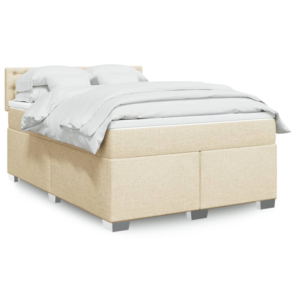 Boxspring met matras stof crèmekleurig 140x200 cm is nu te koop bij PeponiXL, paradijselijk wonen!