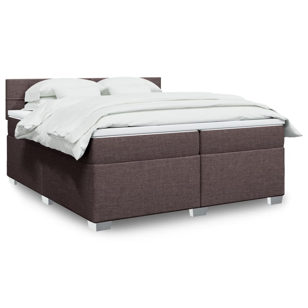 Boxspring met matras stof donkerbruin 200x200 cm is nu te koop bij PeponiXL, paradijselijk wonen!