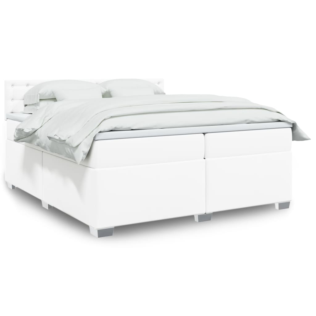 Boxspring met matras kunstleer wit 200x200 cm is nu te koop bij PeponiXL, paradijselijk wonen!