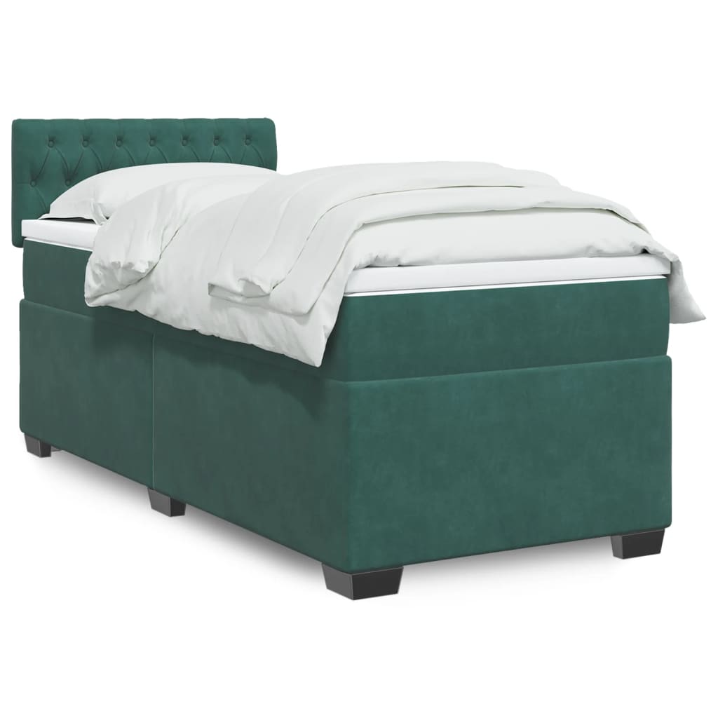 Boxspring met matras fluweel donkergroen 80x200 cm is nu te koop bij PeponiXL, paradijselijk wonen!