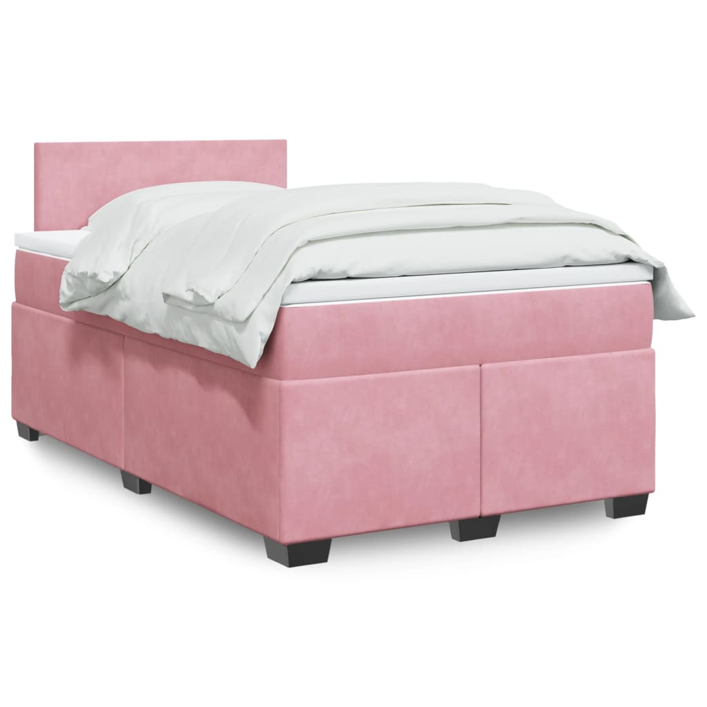 Boxspring met matras fluweel roze 120x200 cm is nu te koop bij PeponiXL, paradijselijk wonen!