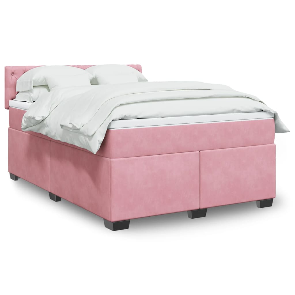 Boxspring met matras fluweel donkerroze 140x200 cm is nu te koop bij PeponiXL, paradijselijk wonen!