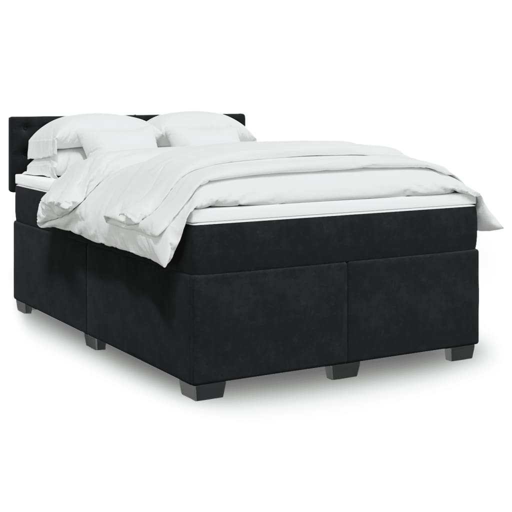 Boxspring met matras fluweel zwart 140x200 cm is nu te koop bij PeponiXL, paradijselijk wonen!