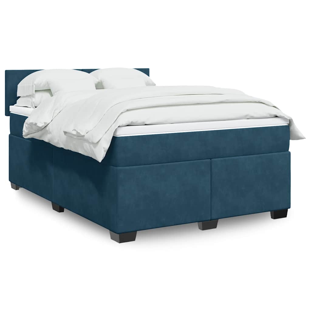 Boxspring met matras fluweel blauw 160x200 cm is nu te koop bij PeponiXL, paradijselijk wonen!