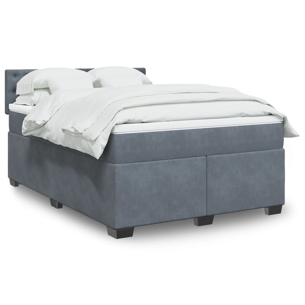 Boxspring met matras fluweel donkergrijs 160x200 cm is nu te koop bij PeponiXL, paradijselijk wonen!