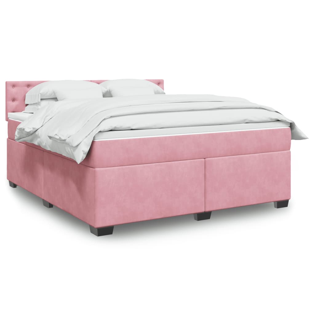 Boxspring met matras fluweel roze 180x200 cm is nu te koop bij PeponiXL, paradijselijk wonen!