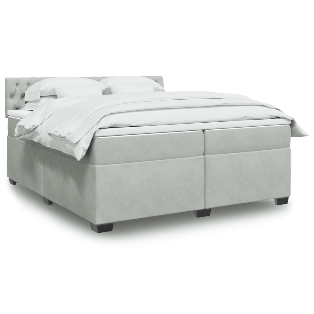 Boxspring met matras fluweel lichtgrijs 200x200 cm is nu te koop bij PeponiXL, paradijselijk wonen!