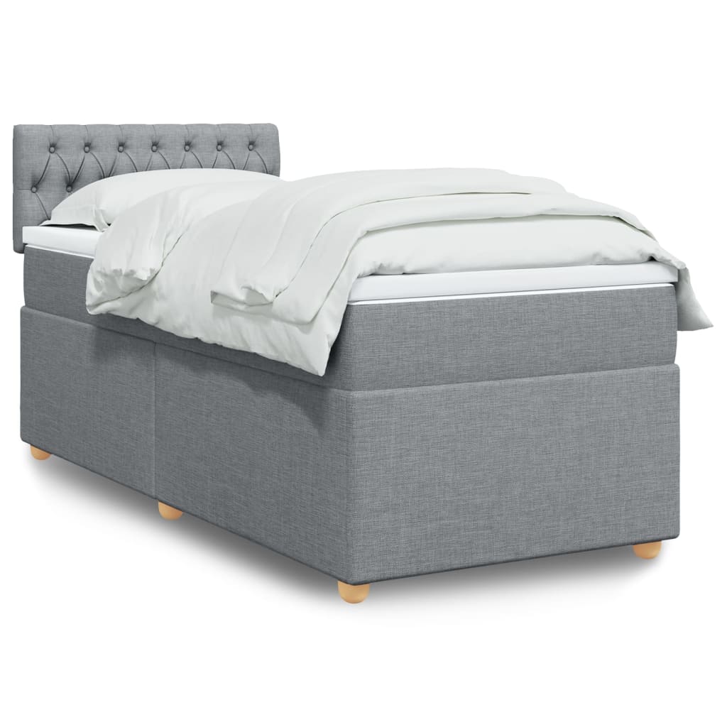Boxspring met matras stof lichtgrijs 90x190 cm is nu te koop bij PeponiXL, paradijselijk wonen!