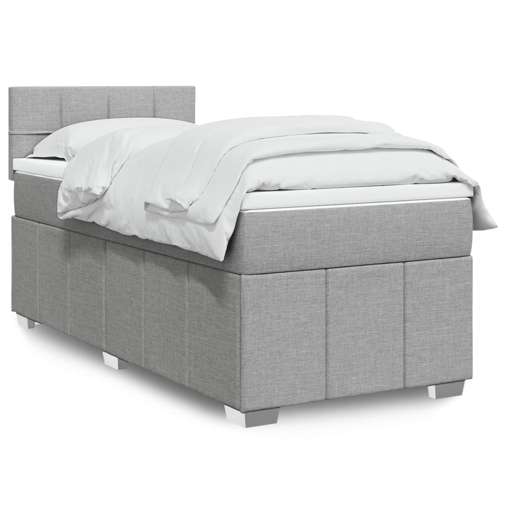 Boxspring met matras stof lichtgrijs 90x190 cm is nu te koop bij PeponiXL, paradijselijk wonen!