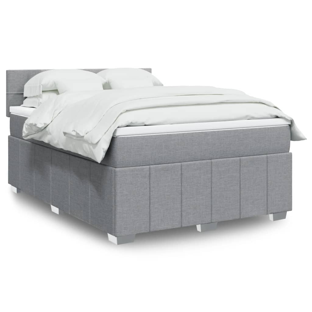 Boxspring met matras stof lichtgrijs 140x200 cm is nu te koop bij PeponiXL, paradijselijk wonen!