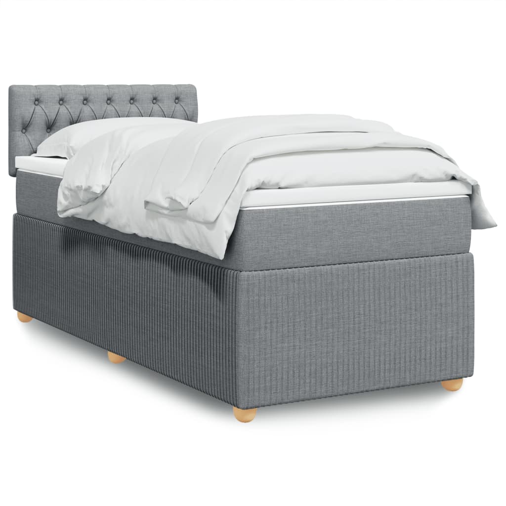 Boxspring met matras stof lichtgrijs 100x200 cm is nu te koop bij PeponiXL, paradijselijk wonen!