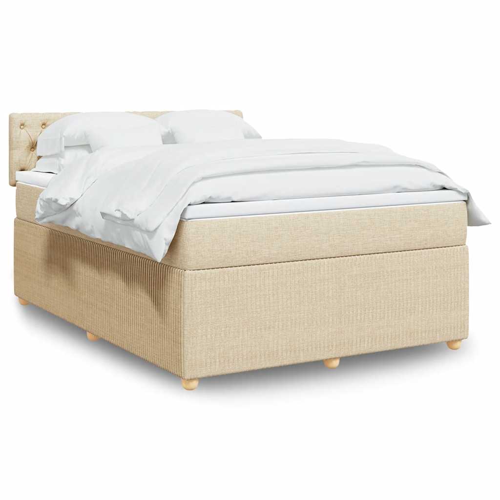 Boxspring met matras stof crèmekleurig 140x190 cm is nu te koop bij PeponiXL, paradijselijk wonen!