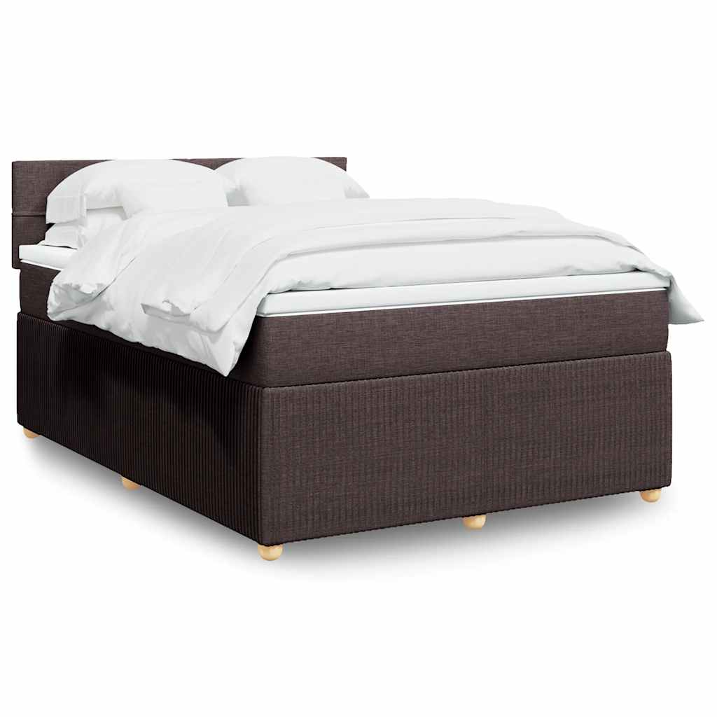 vidaXL Boxspring met matras stof donkerbruin 160x200 cm