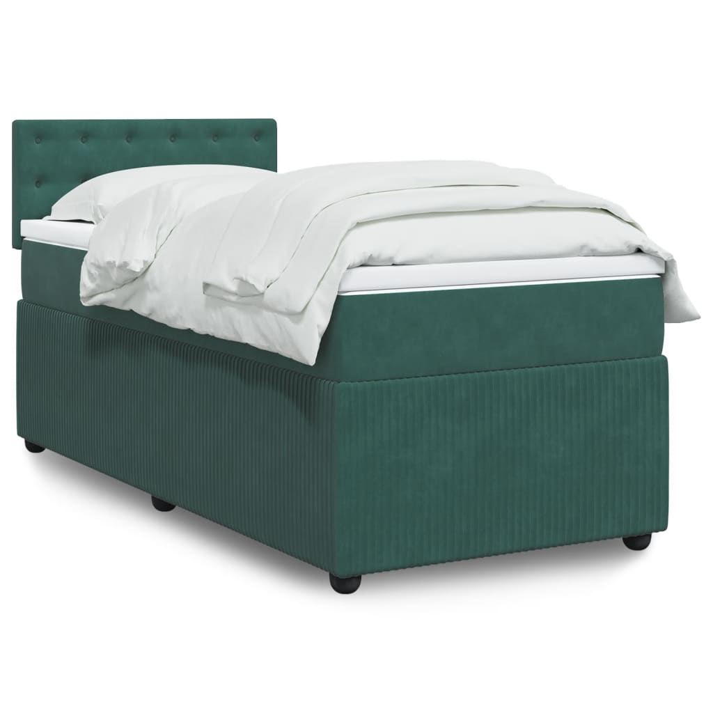 Boxspring met matras fluweel donkergroen 90x200 cm is nu te koop bij PeponiXL, paradijselijk wonen!