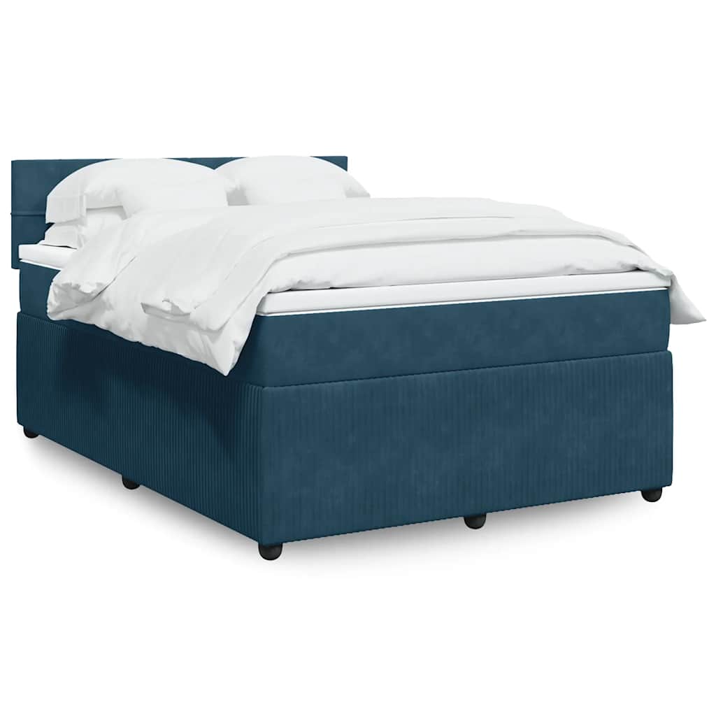 Boxspring met matras fluweel blauw 140x190 cm is nu te koop bij PeponiXL, paradijselijk wonen!