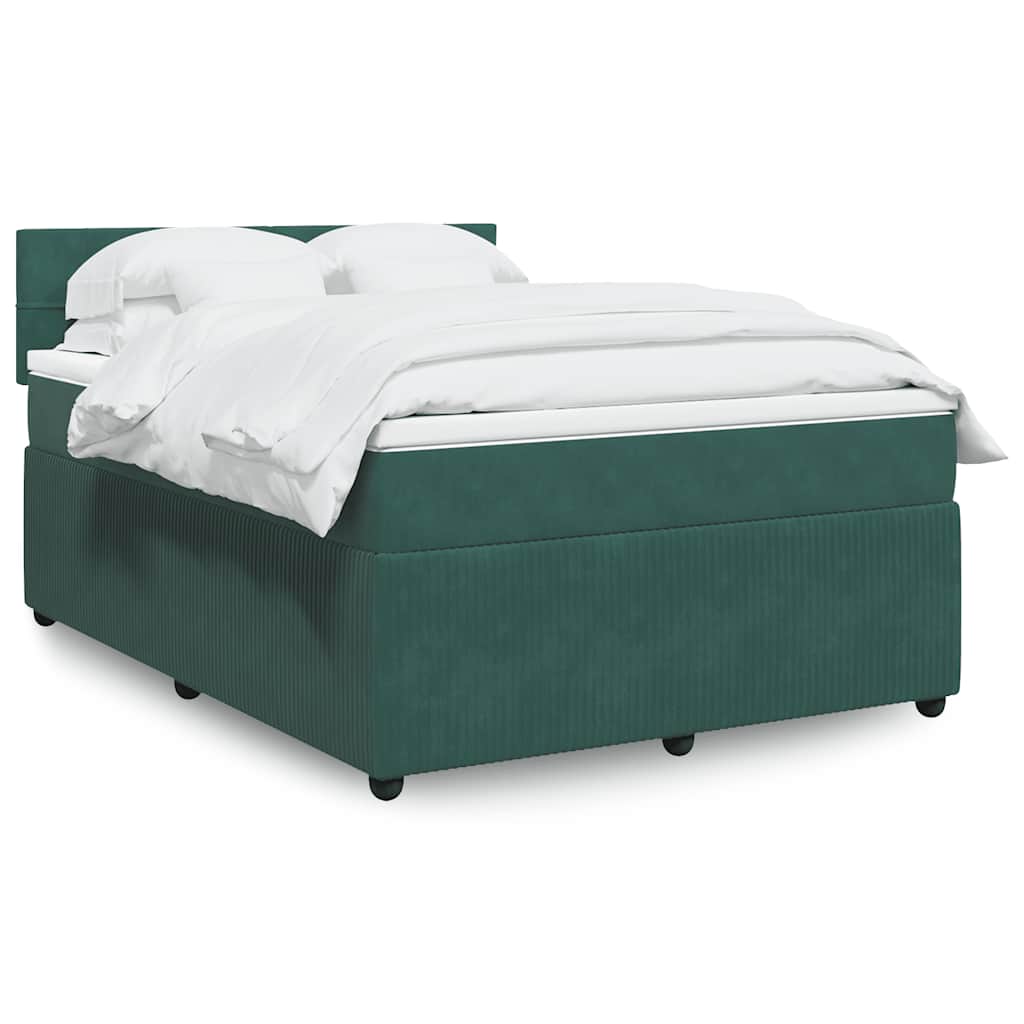 Boxspring met matras fluweel donkergroen 140x200 cm is nu te koop bij PeponiXL, paradijselijk wonen!
