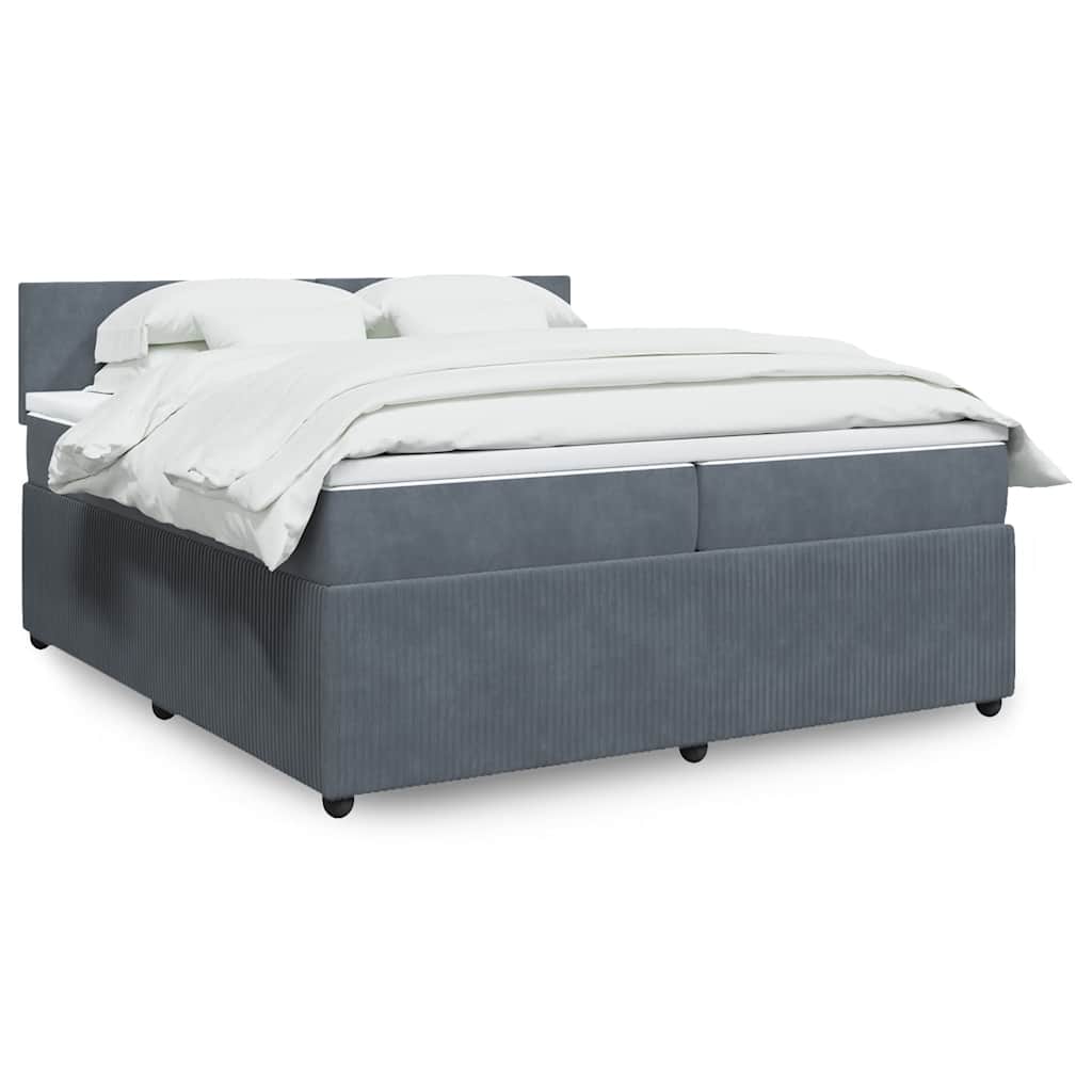 Boxspring met matras fluweel donkergrijs 200x200 cm is nu te koop bij PeponiXL, paradijselijk wonen!