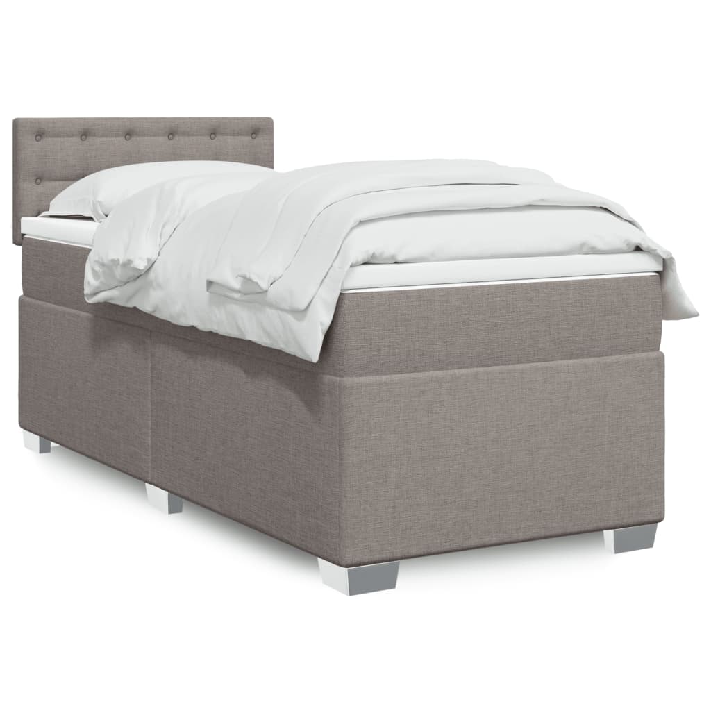 Boxspring met matras stof taupe 100x200 cm is nu te koop bij PeponiXL, paradijselijk wonen!