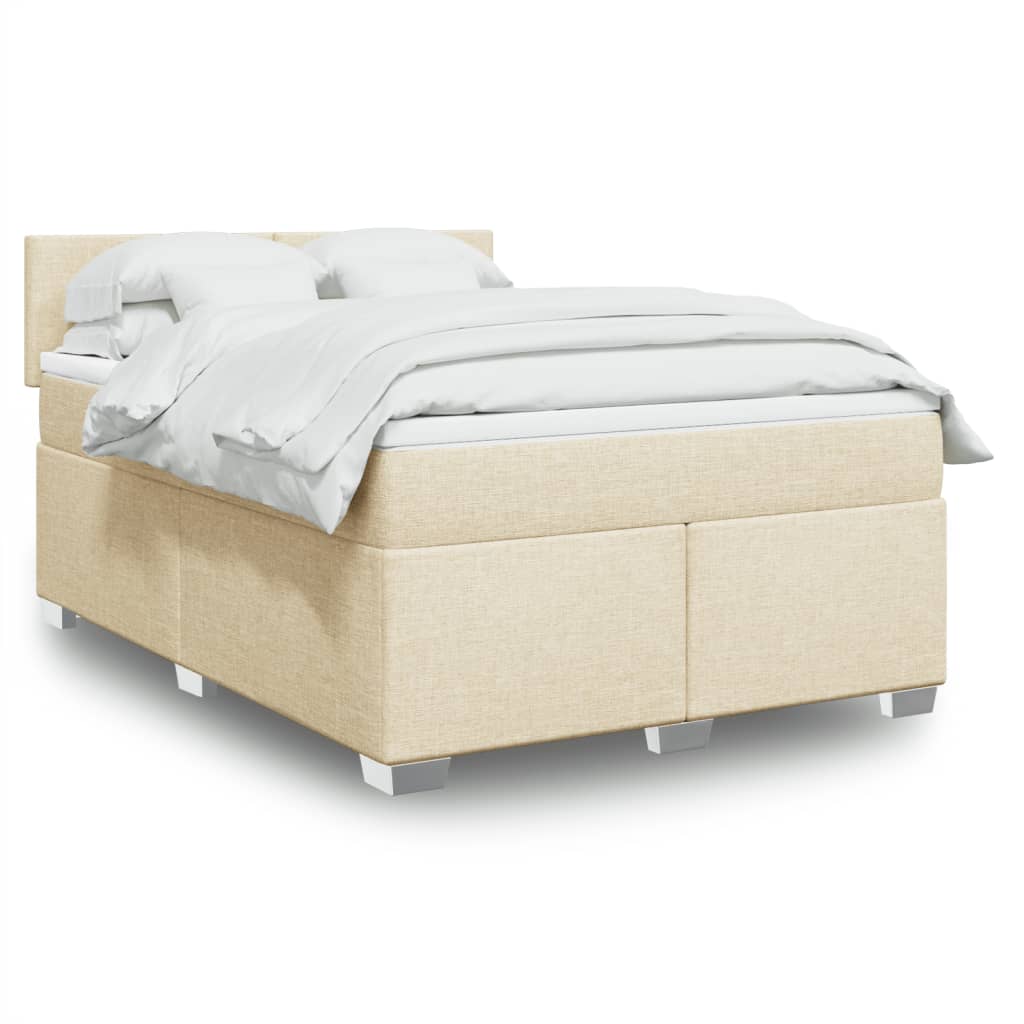 Boxspring met matras stof crèmekleurig 140x190 cm is nu te koop bij PeponiXL, paradijselijk wonen!