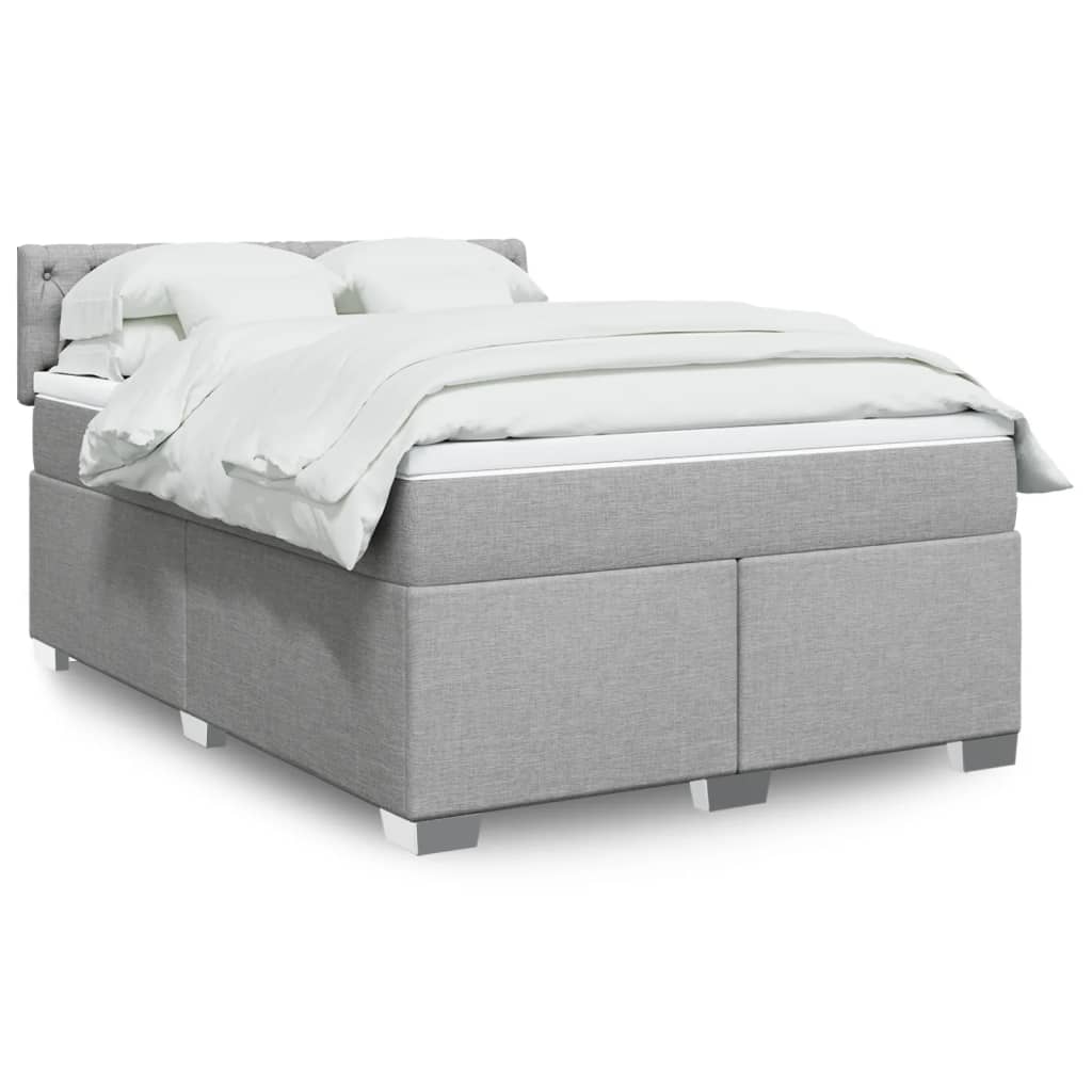 Boxspring met matras stof lichtgrijs 160x200 cm is nu te koop bij PeponiXL, paradijselijk wonen!