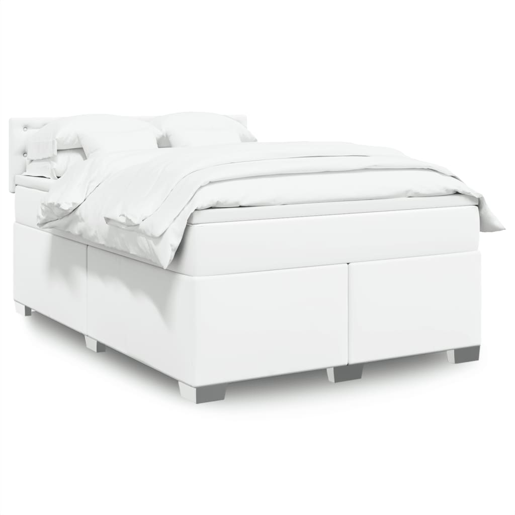Boxspring met matras kunstleer wit 160x200 cm is nu te koop bij PeponiXL, paradijselijk wonen!