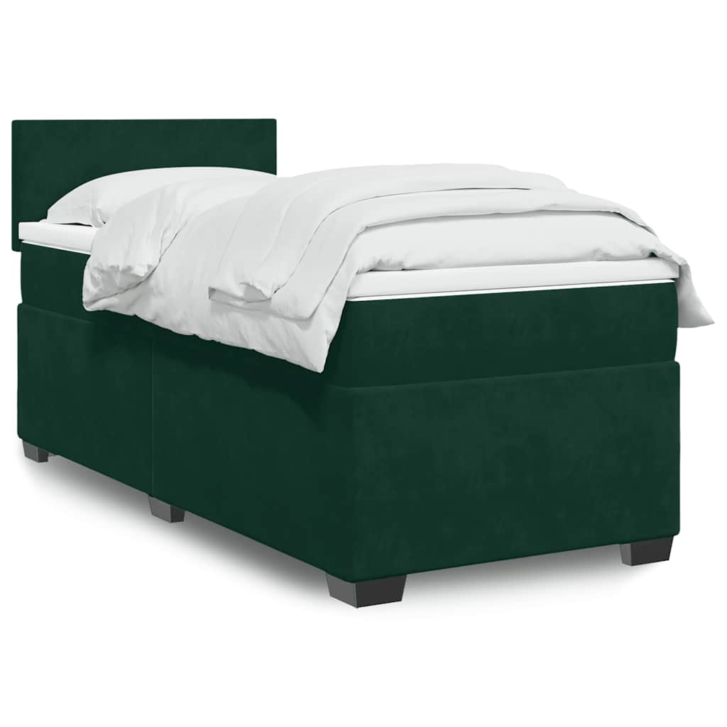 Boxspring met matras fluweel donkergroen 100x200 cm is nu te koop bij PeponiXL, paradijselijk wonen!
